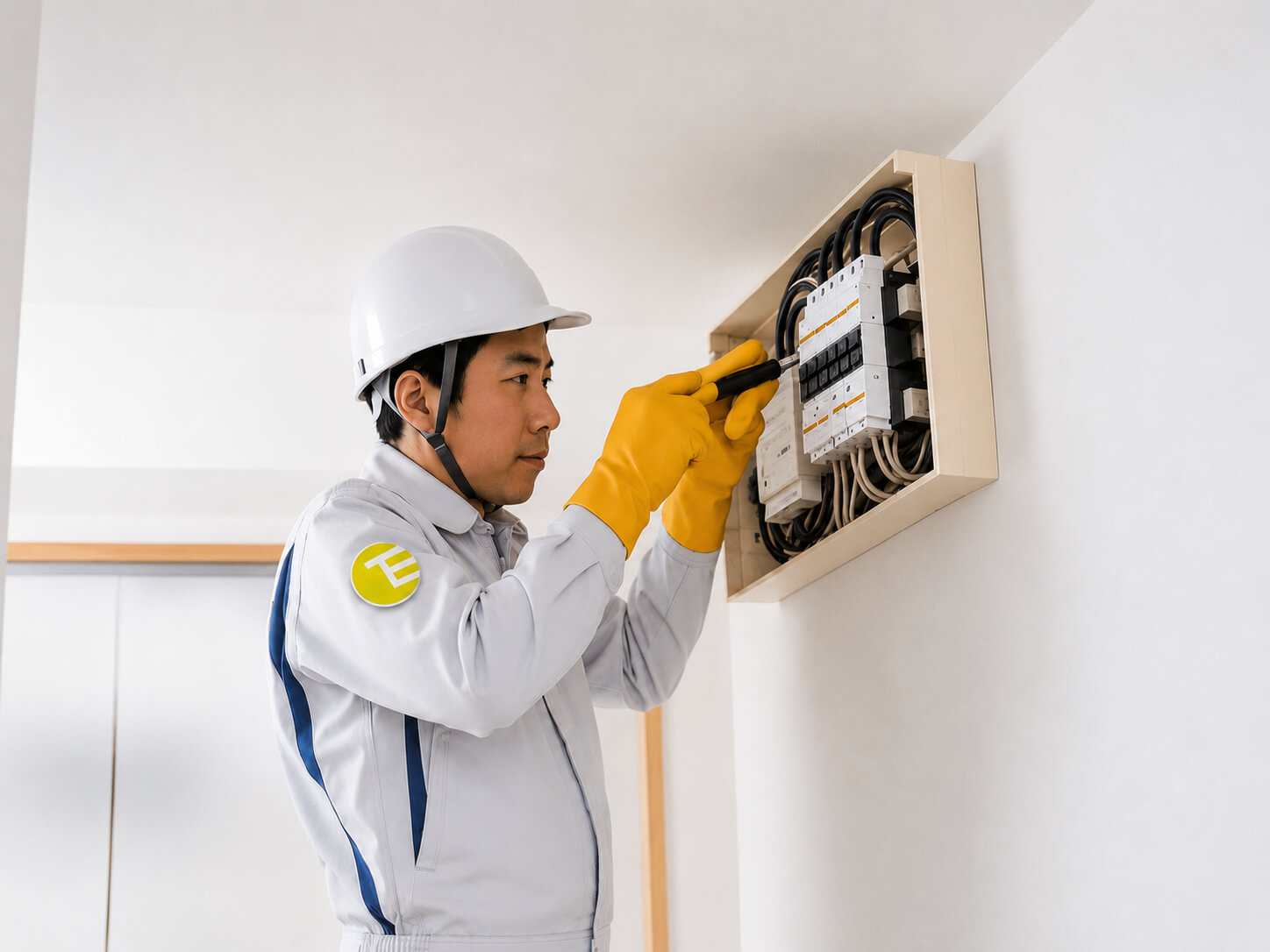 配電盤をチェックする男性